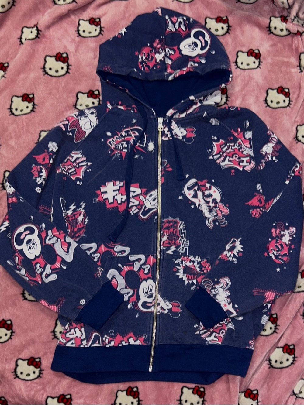 Disney Navy, Pink & White Mickey Zip Hoodie